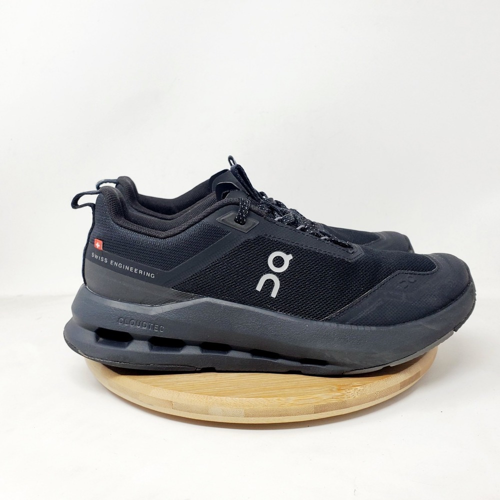 On Cloudnova Shoes Youth 5.5 Triple Black Big Kids Boys Girls Lace Up Sneaker